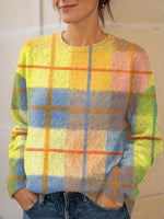 Vintage Abstract Geometric Art Print Knit Pullover Sweater