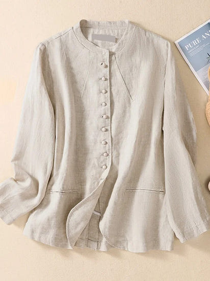 Cotton Thin Loose Mandarin Collar Casual Suit