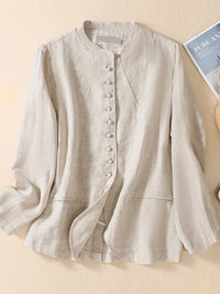 Cotton Thin Loose Mandarin Collar Casual Suit