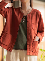 Women's Cotton Solid Color Casual Jacket