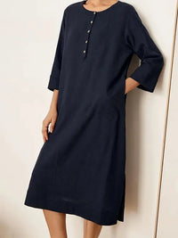 Women's Solid Linen Dress