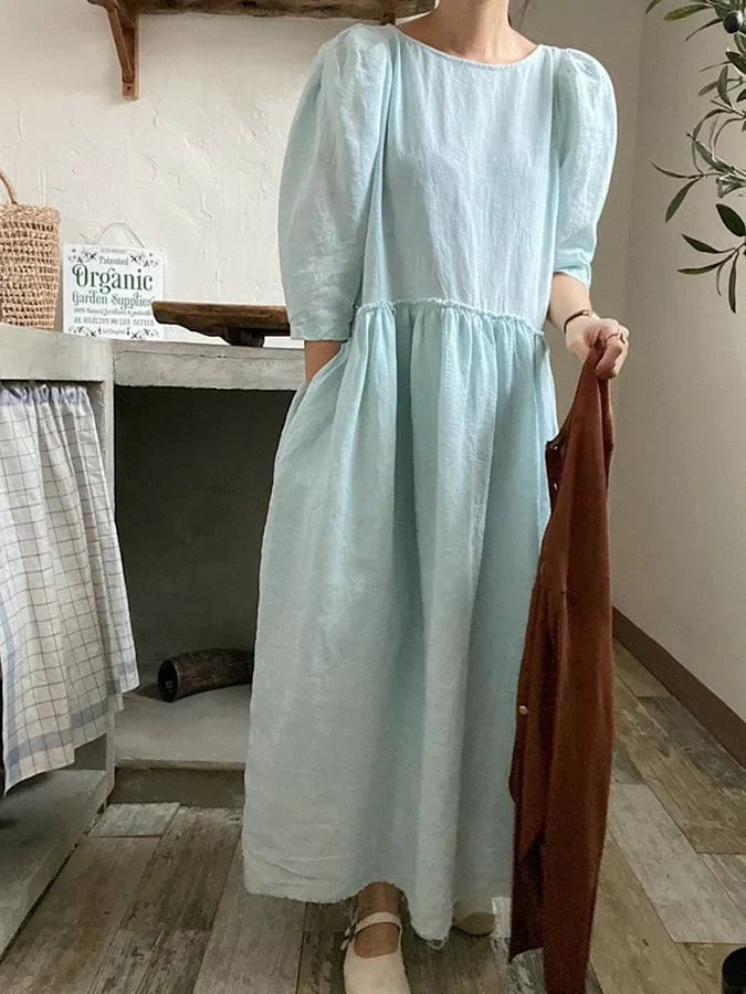Women's Loose Three-Quarter Sleeve Cotton Dress