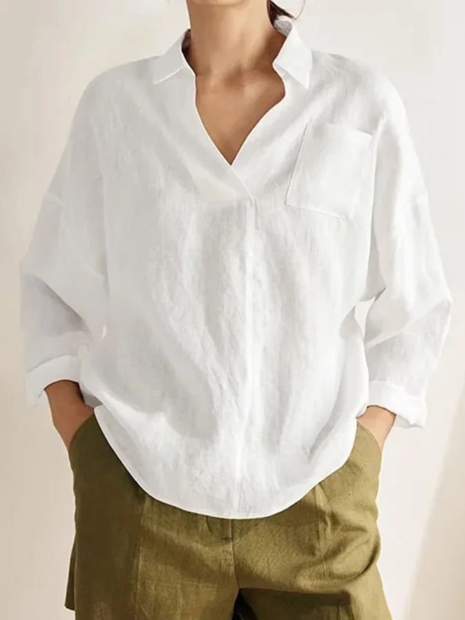 Women'S Linen Long Sleeve Shirt