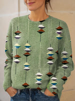 Vintage Abstract Geometric Art Print Knit Pullover Sweater