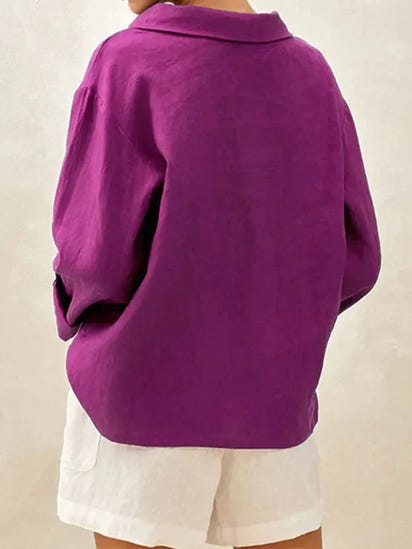 Women's solid color lapel casual shirt