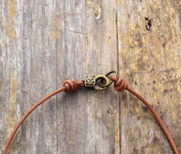 Handmade Leather & Turquoise Bead Choker Necklace