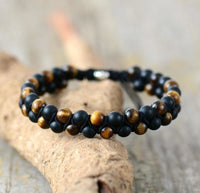 Handmade Matte Black Onyx & Tiger Eye Braided Bracelet