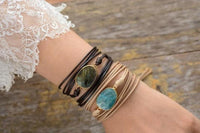 Handmade Natural Labradorite Gemstone Wrap Bracelet