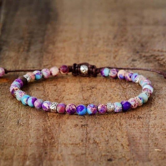 Handmade Purple Jasper Stone Adjustable Bracelet