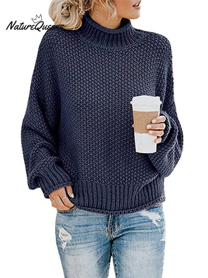 Thick Line Turtleneck Pullover Sweater
