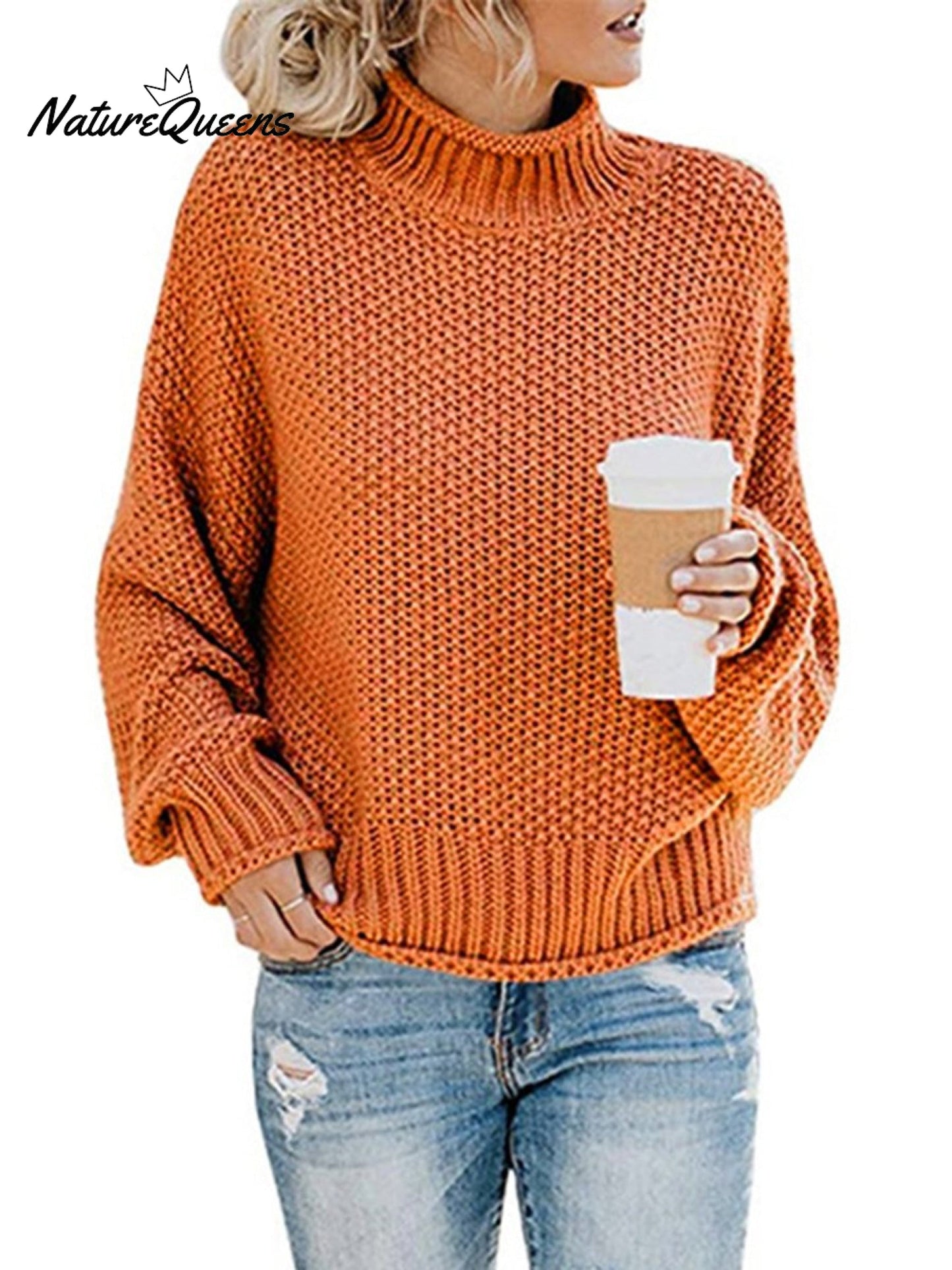 Thick Line Turtleneck Pullover Sweater
