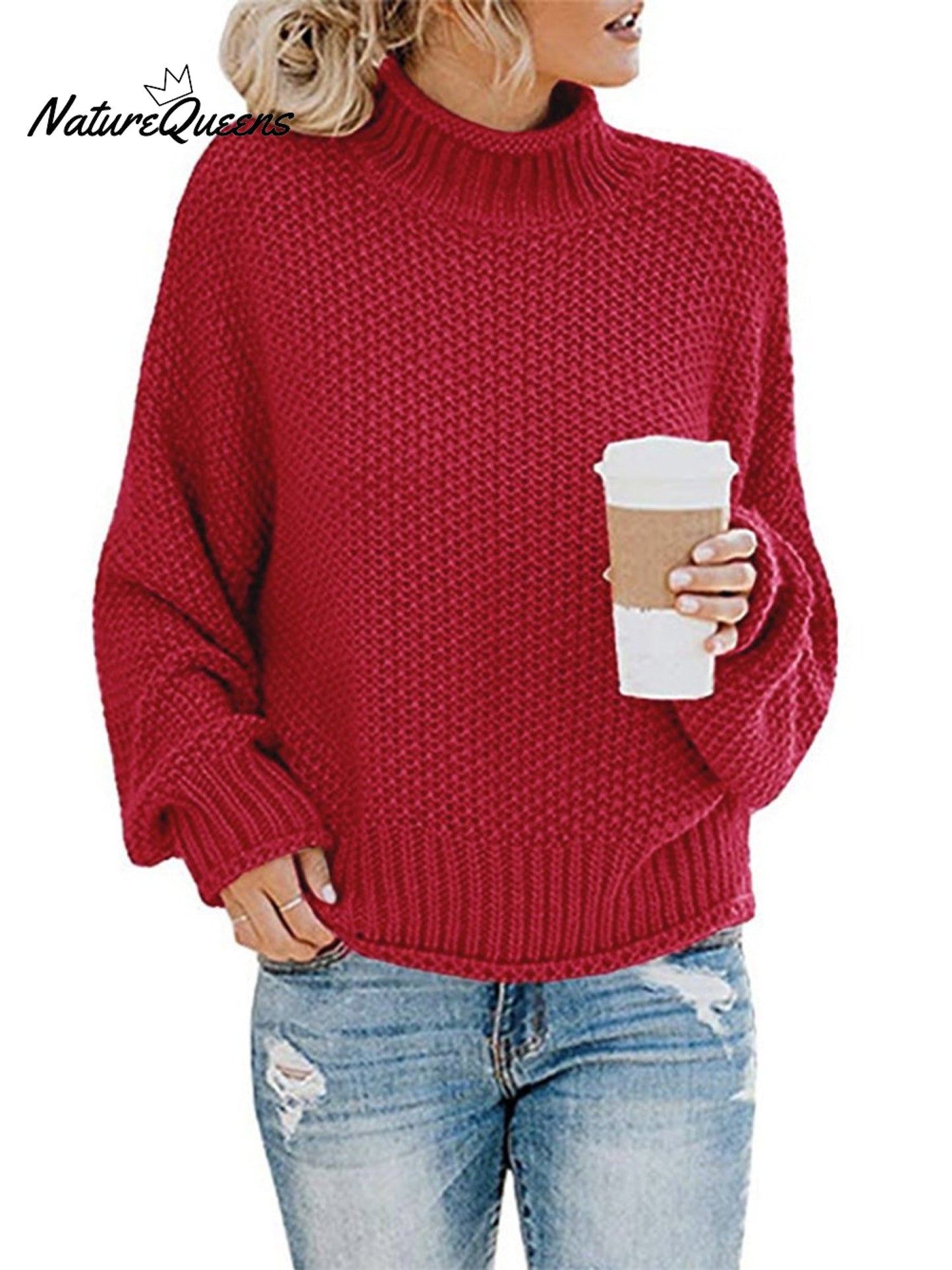 Thick Line Turtleneck Pullover Sweater