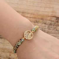 Natural African Turquoise & Tree of Life Bracelet