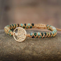 Natural African Turquoise & Tree of Life Bracelet