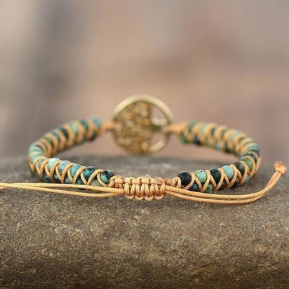 Natural African Turquoise & Tree of Life Bracelet