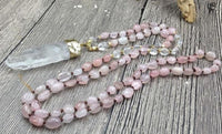 Natural Clear Quartz & Rose Quartz Gemstone Necklace