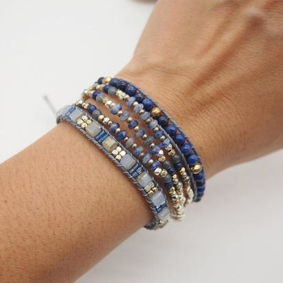 Natural Lapis Lazuli & Blue Aventurine Wrap Bracelet