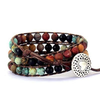 Natural Semi-Precious Gemstones "LOVE" Leather Wrap Bracelet