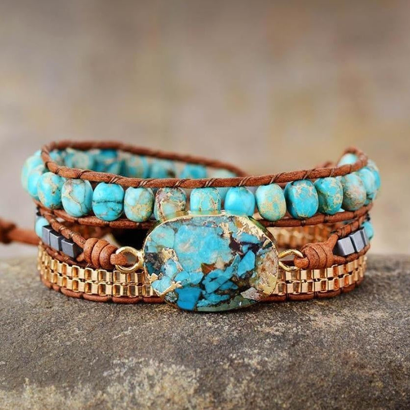 Natural Turquoise Howlite Wrap Bracelet