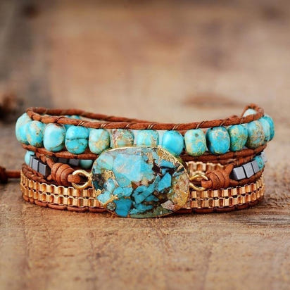 Natural Turquoise Howlite Wrap Bracelet