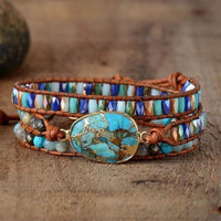 Natural Turquoise & Jasper Wrap Bracelet