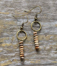 Vintage Natural Jasper Stone Ethnic Circle Earrings